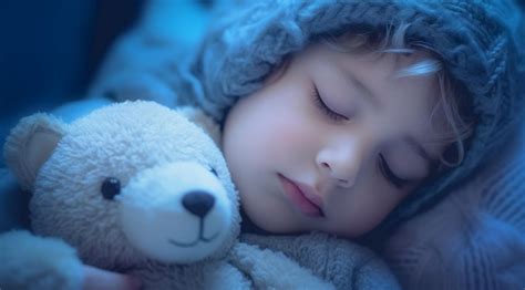 Premium AI Image | A child is sleeping with a teddy bear.