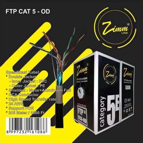 Jual Kabel Lan Outdoor Ftp Cat E Zimmlink Od Double Jacket Meteran