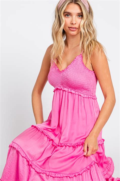 Pink Smocked Ruffle Tiered Maxi Dress Pinkblush