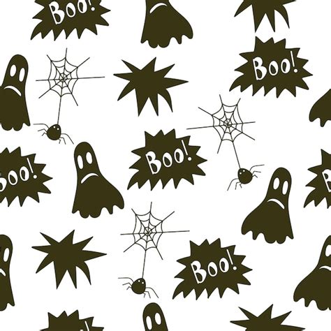 Premium Vector Happy Halloween Seamless Pattern With Ghost Cobweb