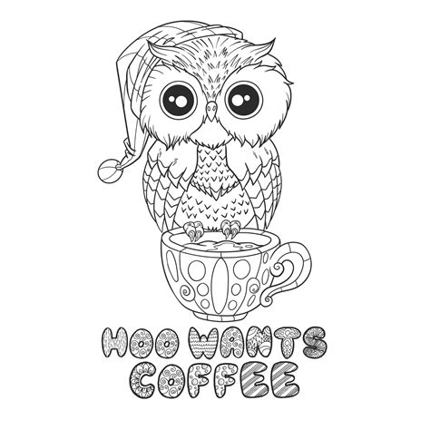 Owl Printable Coloring Pagedigital Downloadhygge Coloring Page Etsy