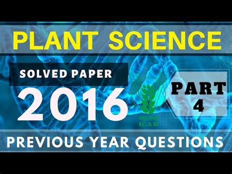 Solved Genuine Icar Jrf Plant Science Questions Part