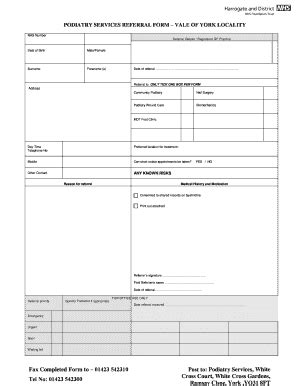 Fillable Online Gp Referral Form Selby And York Locality Fax Email