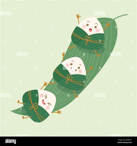 Cute And Kawaii Chinese Sticky Rice Dumplings Zongzi Cartoon Characters