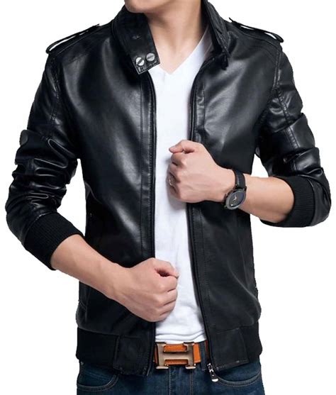 Men's Slim Fit Rib Knitted Casual Leather Jacket - Jackets Creator