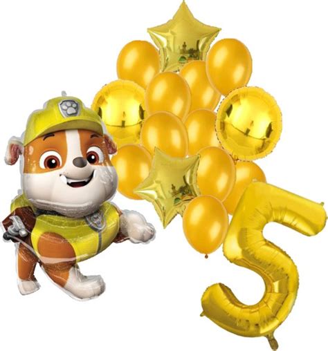 Paw Patrol Rubble Ballonnen Pakket X Cm Jaar Folie Ballon