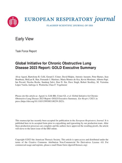 Pdf Global Initiative For Chronic Obstructive Lung Disease 2023 Report Gold Executive Summary