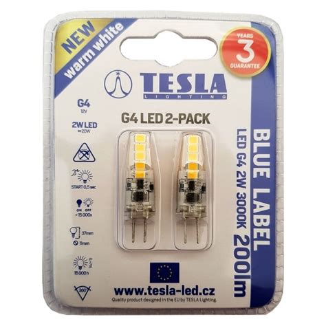 Tesla LED izzó G4 2W 12V DC 200lm 3000K 360 2 db os szett eMAG hu