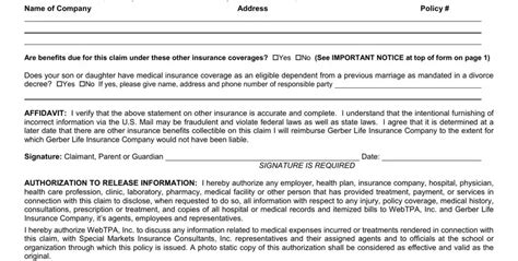 Gerber Life Insurance Claim Pdf Form Formspal