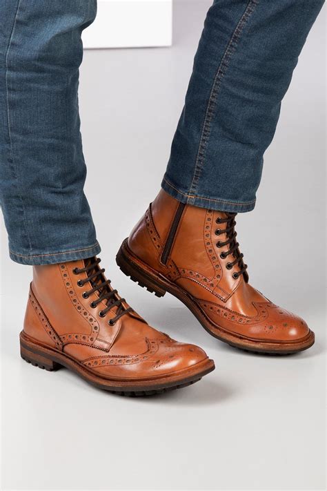 Mens Leather Brogue Boots UK Rydale