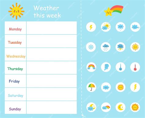 Premium Vector Weather This Week Template For Kids Weather Chart