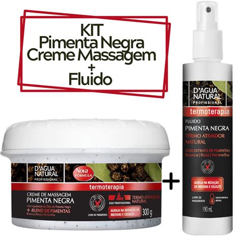 Kit Termoativo Pimenta Negra Redutor De Medidas Creme Massagem Fluido