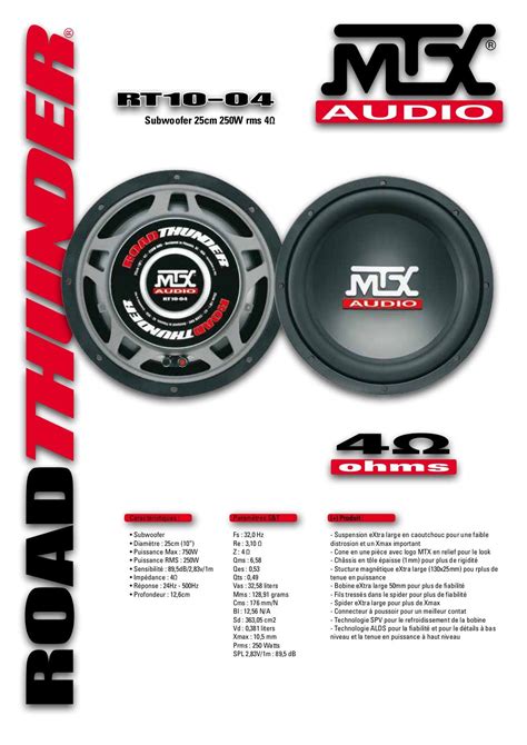 Mtx Subwoofer Rt Cm W Rms Cdiscount Auto