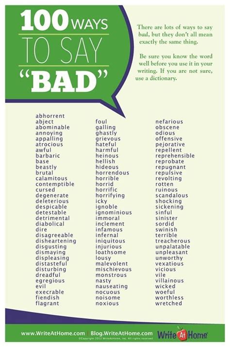 Synonyms For Bad Writing Words Writing Tips Words