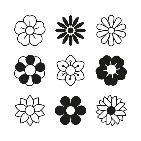 Set of Minimal Line Art Flower Icons 3413504 Vector Art at Vecteezy