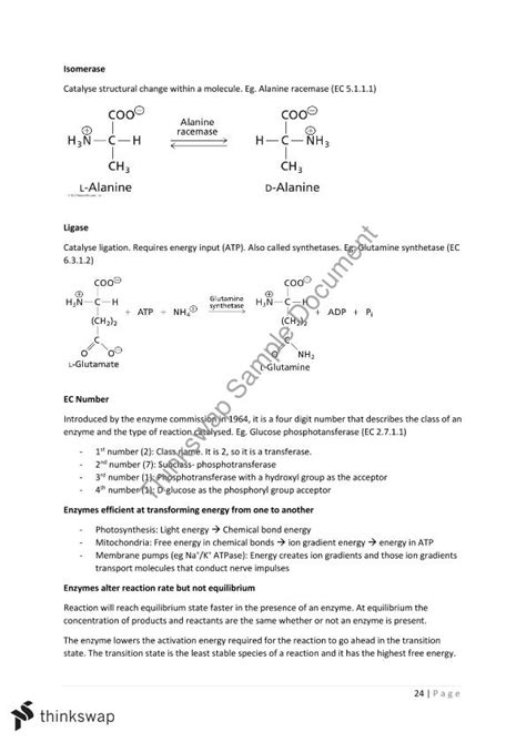 Biochemistry Lecture Notes Sle212 Biochemistry Deakin Thinkswap