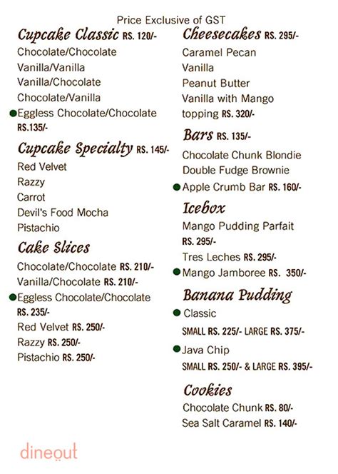 Menu Of Magnolia Bakery Near Reliance Digital Indiranagarbangalore