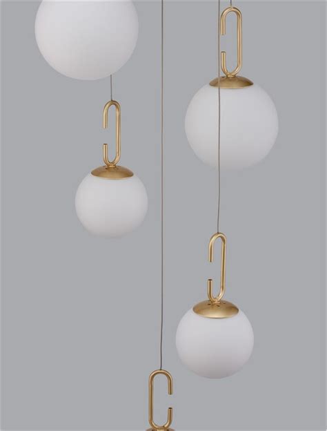 Nova Luce Suspension Hook Satin Gold Metal Acid White Glass