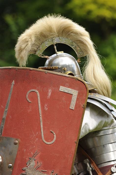 Roman Soldier Holding Shield Stock Image Image Of Details Armor