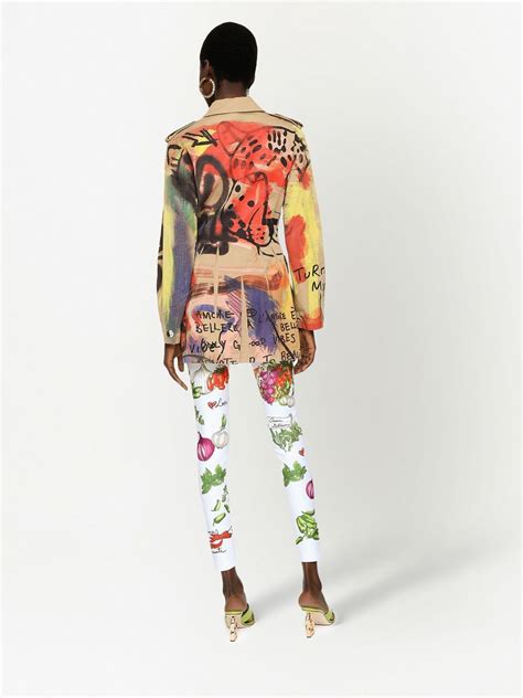 Dolce And Gabbana Graffiti Print Trench Coat Neutrals Farfetch