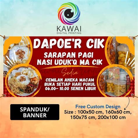 jual spanduk banner mmt aneka sarapan pagi  cemilan merah bisa