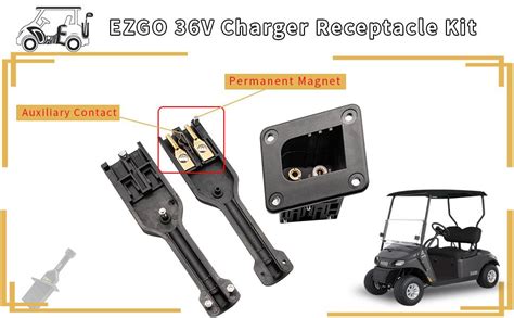 Drive Up Ezgo Txt Medalist 36v Powerwise Charger Receptacle And W Handle Plug Fits Electric 1996