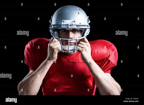 Portrait Of American Football Player Holding Helmet Stock Photo Alamy