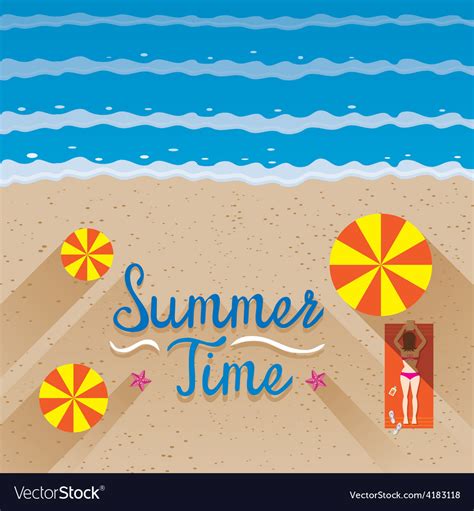 Summer Woman With Bikini Sunbathe On The Beach Vector Image