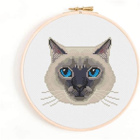 Seal Point Cat Siamese Cat Portrait Cross Stitch Pattern Etsy Australia