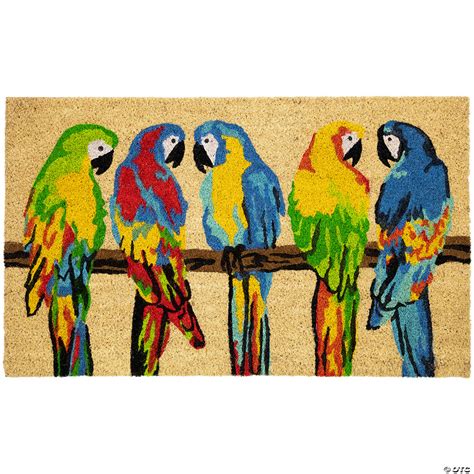 Toffee And Multicolor Parrots Coir Outdoor Doormat X Oriental