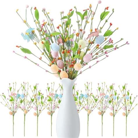 Amazon Yunlly Pcs Easter Egg Stems Artificial Easter Spray