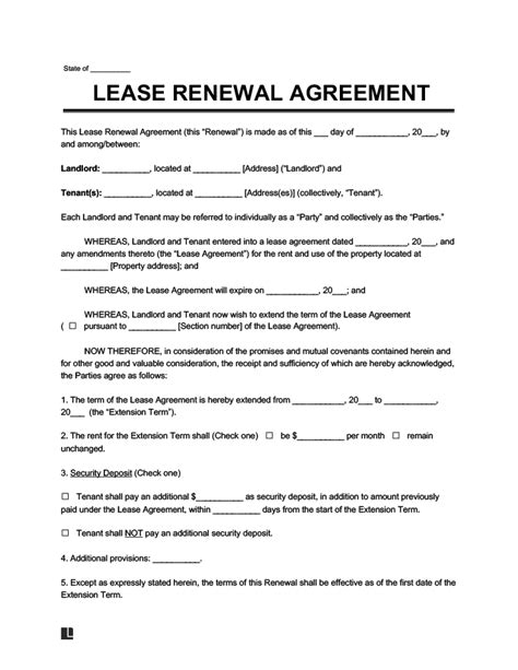 Free Lease Renewal Agreement Template | PDF & Word