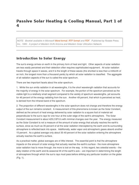 Passive Solar Heating | PDF | Window | Sun