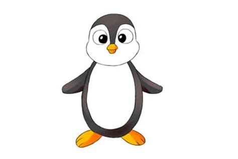 Penguin Drawing: Easy, For Colouring and Cute