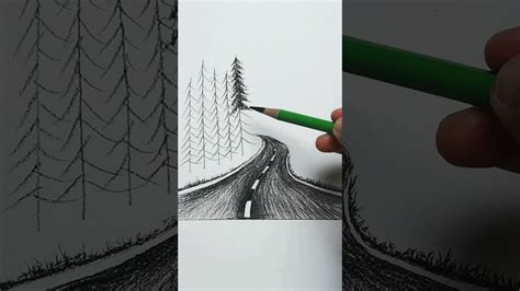 The road landscape drawing pencildrawing landscapepainting beginners ...