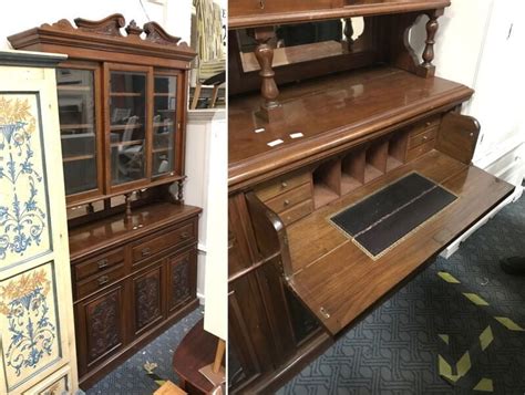 EDWARDIAN SECRETAIRE DISPLAY CABINET Southgate Auction Rooms