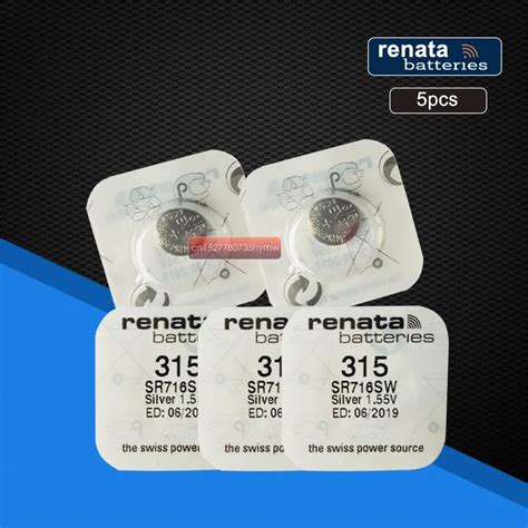 5pack Renata Silver Oxide Watch Battery 315 Sr716sw 716 1 55v 100