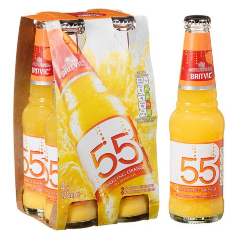 Britvic 55 Sparkling Orange 4 X 275ml Soft Drinks Orange Juice