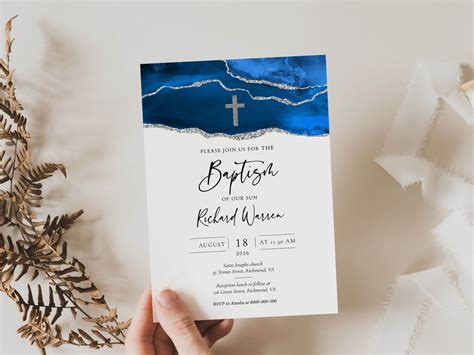 Baptism Invitation Template, Baptism Boy Invitation Digital Download ...