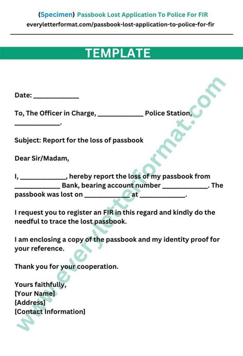 Sample Mobile Lost Complaint Letter To Police Everyletterformat