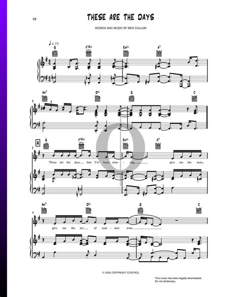 These Are The Days Jamie Cullum Piano Sheet Music Oktav