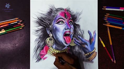 Kali Mata Drawing with Color Pencil || Maa Kali Drawing Part - 2 🎇💥 in ...