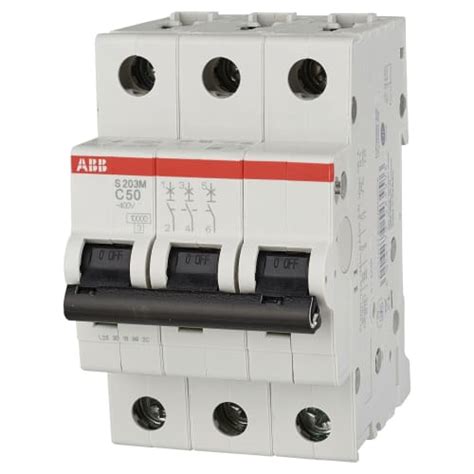 ABB 50A Triple Pole 3 Phase MCB Type C ElectricalDirect