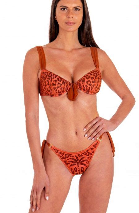 Bikini Balconcino Con Ferretto Slip Fiocchi Maculato Lurex Taglia M