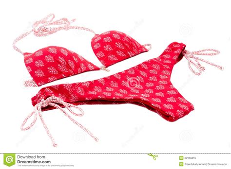 Bikini Rouge Avec Le Fond Blanc Image Stock Image Of Objets Bleu