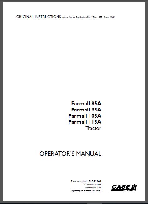 Case Ih Tractor Farmall A A A A Operator S Manual Pdf