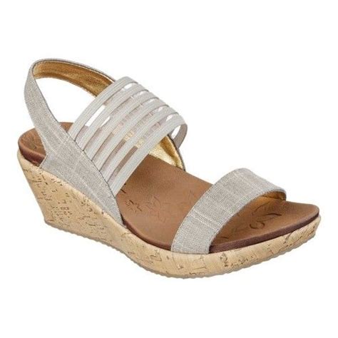 Women S Skechers Beverlee Smitten Kitten Wedge Sandal Taupe Sandals