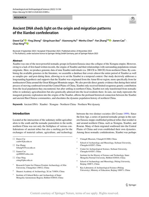 Ancient Dna Sheds Light On The Origin And Migration Patterns Of The