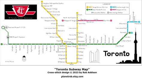 UPDATED for 2023 TORONTO SUBWAY Map Cross-stitch Pattern Pdf - Etsy Canada