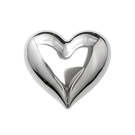 Silver Metallic Heart Silver Metallic Shine PNG Transparent Image